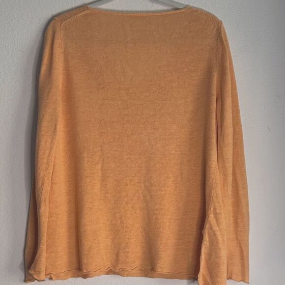 Eileen Fisher Linen Sweater Womens Medium Orange Knit Organic Slouchy Beachy - Picture 2 of 7